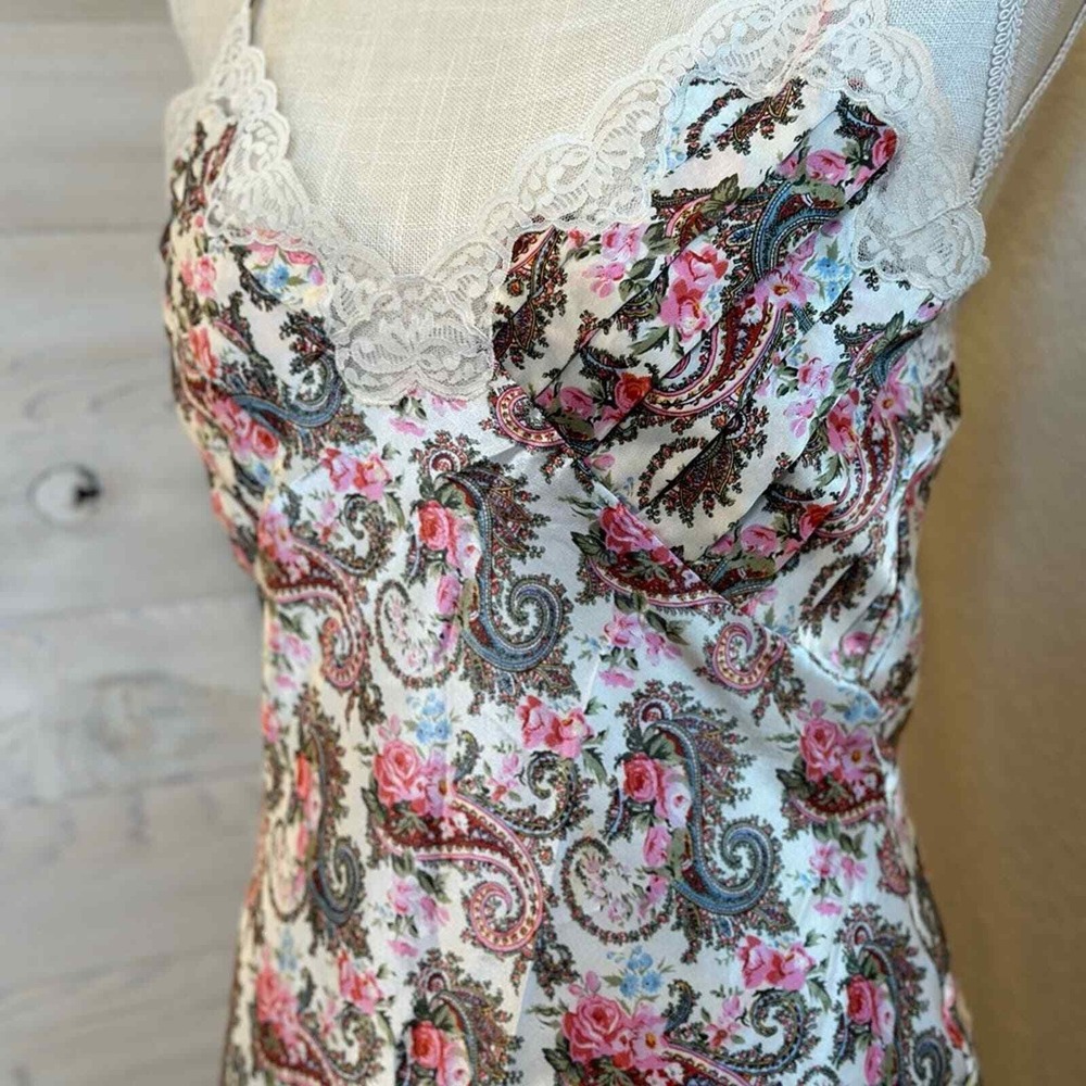 Victoria Secrets Floral Paisley Lace Trim Cami Mini Dress Lingerie Sleepwear‎ - Picture 6 of 14